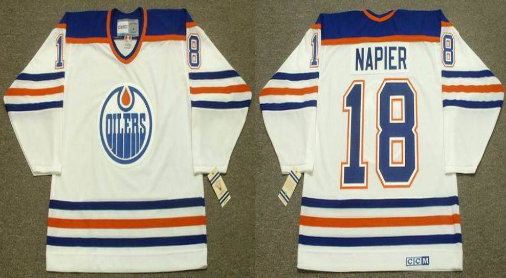 2019 Men Edmonton Oilers 18 Napier White CCM NHL jerseys